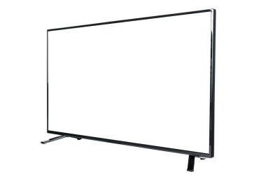 Modern yüksek çözünürlüklü televizyon. Lcd düz ekran, boş kromakey ekran, soyut, bulanık beyaz arkaplan üzerinde izole. Teknoloji ve 4K televizyon reklam konsepti. Ayrıntılı stüdyo kapanışı