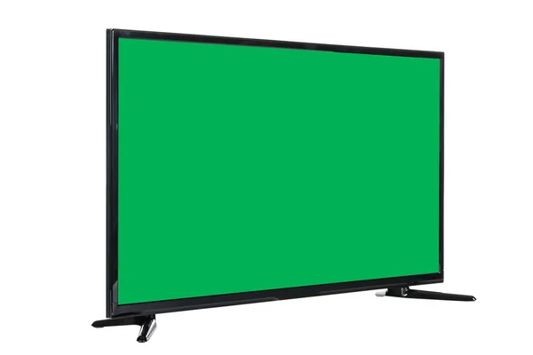 Moderna Alta Definição Monitor Plano Lcd Com Tela Cromakey Verde — Fotografia de Stock