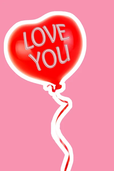 Red Rubber Inflatable Heart Shape Balloon Love Relationship Valentines Day — Stock Photo, Image