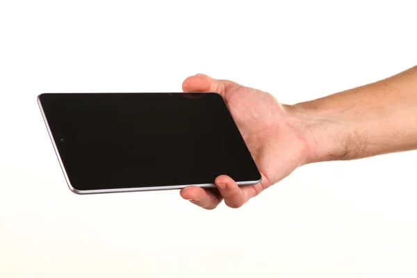 Human Hand Holds Modern Smartphone Blank Chromakey Screen Palm Technology — 스톡 사진