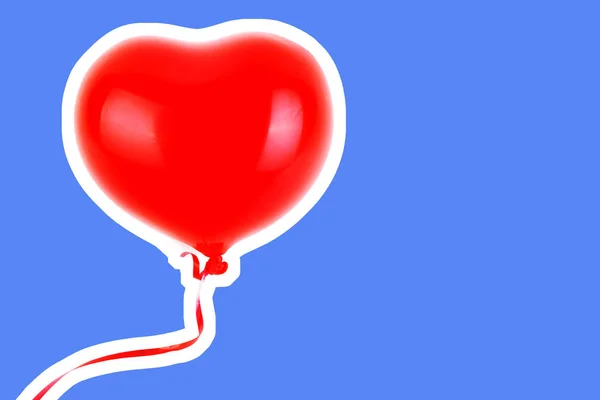 Roter Aufblasbarer Herzförmiger Gummiballon Liebe Beziehung Valentinstag Und Geburtstagsfeier Modecollage — Stockfoto