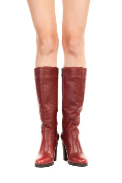 Damenschuhe Lange Schlanke Weibliche Beine Tragen Hohe Stiefel Mit Hohen — Stockfoto