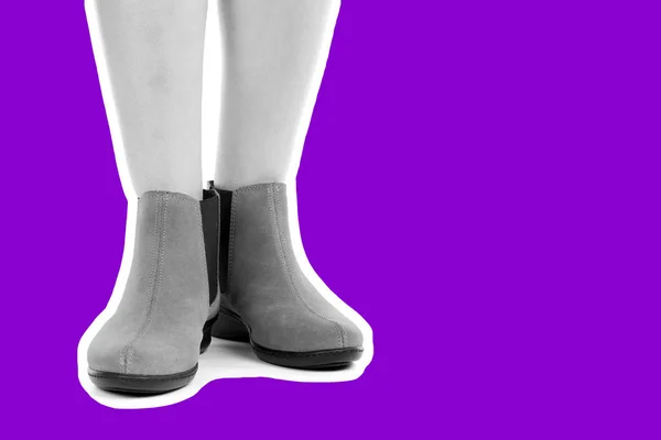 Calçado Roupa Senhora Pernas Femininas Magras Longas Usam Sapatos Couro — Fotografia de Stock