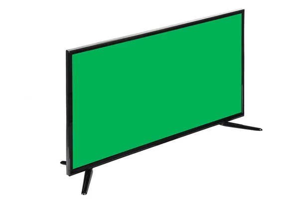 Современный Телевизор Высокой Четкости Жидкокристаллический Плоский Монитор Бледно Зеленым Экраном — стоковое фото