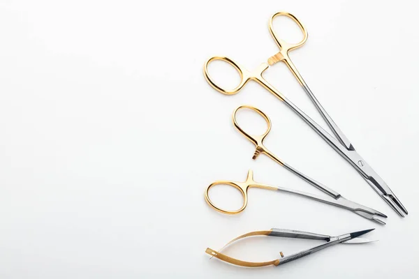 Steel Surgical Tools Laboratory Equipment Isolated White Background Professional Clinic — 스톡 사진