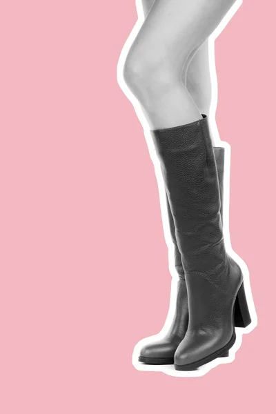 Damskie Obuwie Długie Szczupłe Kobiece Nogi Noszą Wysokie Buty Obcasie — Zdjęcie stockowe