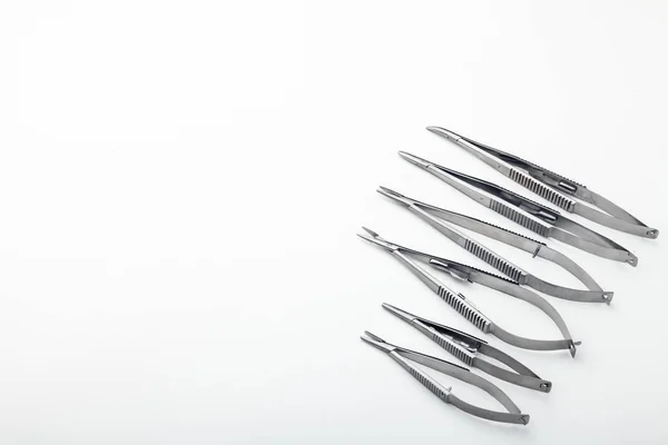 Steel Surgical Tools Laboratory Equipment Isolated White Background Professional Clinic — 스톡 사진