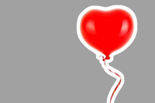 Rode Rubberen Opblaasbare Hartvormige Ballon Liefde Relatie Valentijnsdag Verjaardagsfeest Concept — Stockfoto