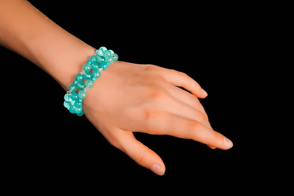 Mooie Elegante Handgemaakte Sieraden Edelsteen Armband Met Kleurrijke Glanzende Kralen — Stockfoto