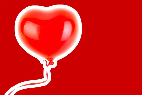 Ballon Gonflable Caoutchouc Rouge Forme Coeur Amour Relation Saint Valentin — Photo