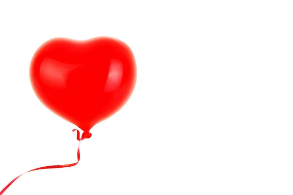 Main Femelle Tient Ballon Gonflable Caoutchouc Rouge Forme Coeur Amour — Photo