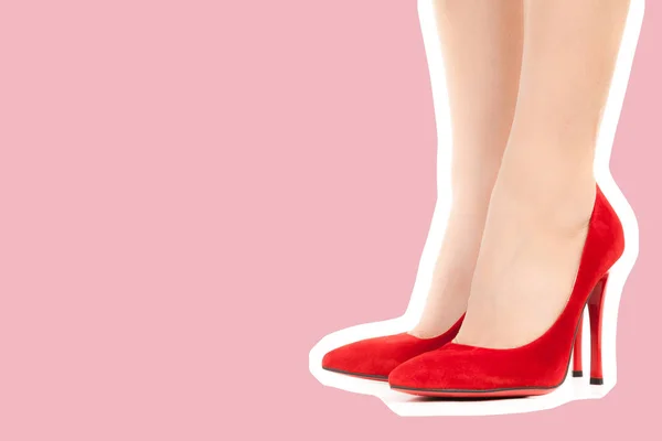 Damenschuhe Lange Schlanke Frauenbeine High Heels Mode Attrappe Mit Kopierraum — Stockfoto