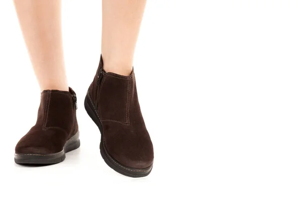 Dames Outfit Schoenen Lange Slanke Vrouwelijke Benen Met Lage Leren — Stockfoto