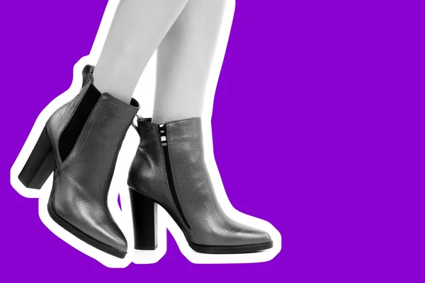 Calzado Mujer Largas Piernas Delgadas Femeninas Con Zapatos Tacón Alto —  Fotos de Stock