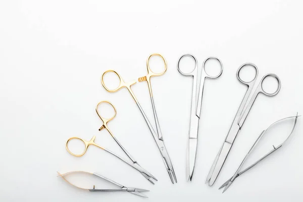 Steel Surgical Tools Laboratory Equipment Isolated White Background Professional Clinic — 스톡 사진