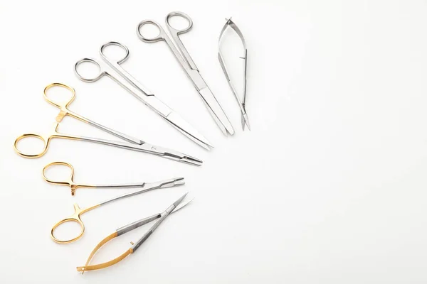 Steel Surgical Tools Laboratory Equipment Isolated White Background Professional Clinic — 스톡 사진