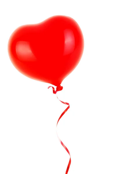 Main Femelle Tient Ballon Gonflable Caoutchouc Rouge Forme Coeur Amour — Photo