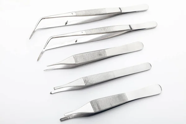 Steel Surgical Tools Laboratory Equipment Isolated White Background Professional Clinic — Stock Photo, Image