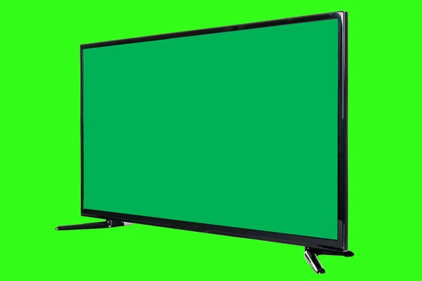 Televisión Moderna Alta Definición Monitor Plano Lcd Con Pantalla Cromakey — Foto de Stock