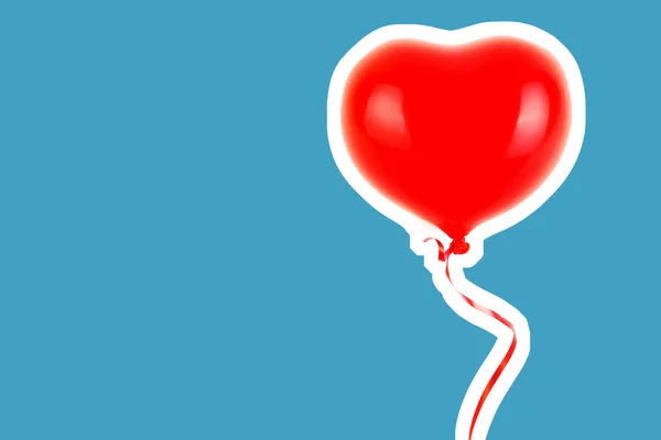 Rode Rubberen Opblaasbare Hartvormige Ballon Liefde Relatie Valentijnsdag Verjaardagsfeest Concept — Stockfoto