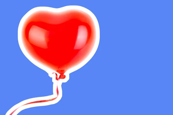 Roter Aufblasbarer Herzförmiger Gummiballon Liebe Beziehung Valentinstag Und Geburtstagsfeier Modecollage — Stockfoto