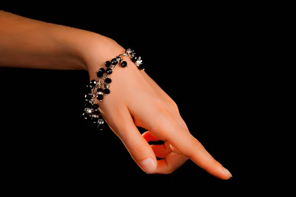 Hermosa Pulsera Gemas Joyería Hecha Mano Elegante Con Cuentas Brillantes —  Fotos de Stock