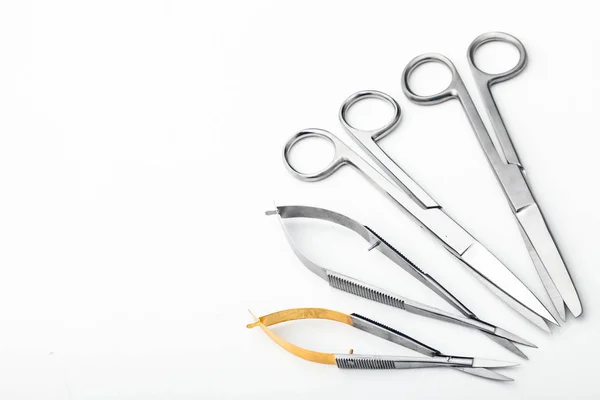 Steel Surgical Tools Laboratory Equipment Isolated White Background Professional Clinic — Stock Photo, Image