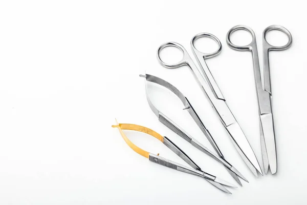 Steel Surgical Tools Laboratory Equipment Isolated White Background Professional Clinic — Stock Photo, Image