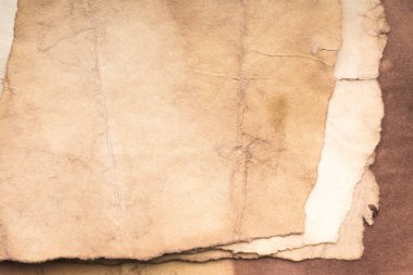 Eski kağıt çarşaf. Toz ve kirli lekelerle dolu boş bir arka plan. Eski ve antika sanat konsepti. Ayrıntılı yakın çekim stüdyo çekimi. Ön manzara. Ayarlanmış