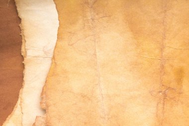 Eski kağıt çarşaf. Toz ve kirli lekelerle dolu boş bir arka plan. Eski ve antika sanat konsepti. Ayrıntılı yakın çekim stüdyo çekimi. Ön manzara. Ayarlanmış