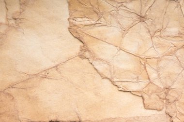Aged paper sheet. Blank old background with dust and dirty stains. Vintage and antique art concept. Poster mockup. Detailed closeup studio shot. Front view. Toned