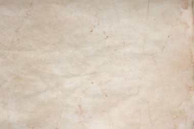 Aged paper sheet. Blank old background with dust and dirty stains. Vintage and antique art concept. Poster mockup. Detailed closeup studio shot. Front view. Toned