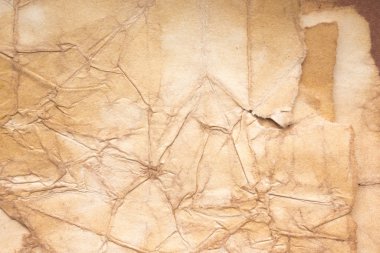 Aged paper sheet. Blank old background with dust and dirty stains. Vintage and antique art concept. Poster mockup. Detailed closeup studio shot. Front view. Toned