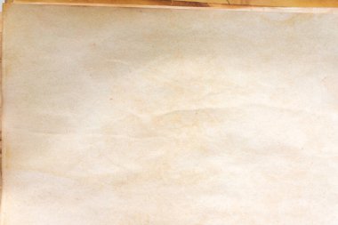 Aged paper sheet. Blank old background with dust and dirty stains. Vintage and antique art concept. Poster mockup. Detailed closeup studio shot. Front view. Toned