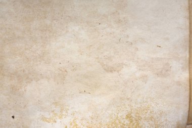 Aged paper sheet. Blank old background with dust and dirty stains. Vintage and antique art concept. Poster mockup. Detailed closeup studio shot. Front view. Toned