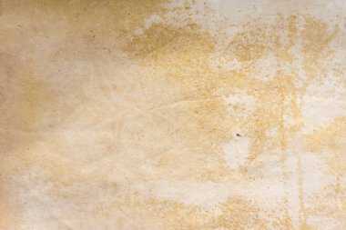 Aged paper sheet. Blank old background with dust and dirty stains. Vintage and antique art concept. Poster mockup. Detailed closeup studio shot. Front view. Toned