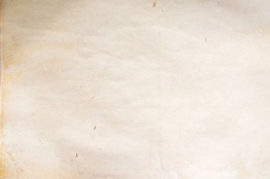 Aged paper sheet. Blank old background with dust and dirty stains. Vintage and antique art concept. Poster mockup. Detailed closeup studio shot. Front view. Toned