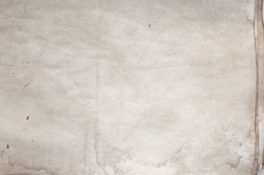 Aged paper sheet. Blank old background with dust and dirty stains. Vintage and antique art concept. Poster mockup. Detailed closeup studio shot. Front view. Toned