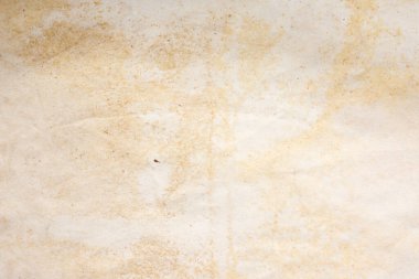 Aged paper sheet. Blank old background with dust and dirty stains. Vintage and antique art concept. Poster mockup. Detailed closeup studio shot. Front view. Toned
