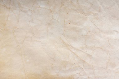 Aged paper sheet. Blank old background with dust and dirty stains. Vintage and antique art concept. Poster mockup. Detailed closeup studio shot. Front view. Toned