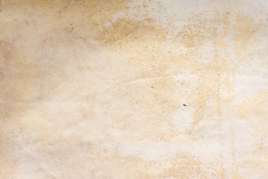Aged paper sheet. Blank old background with dust and dirty stains. Vintage and antique art concept. Poster mockup. Detailed closeup studio shot. Front view. Toned