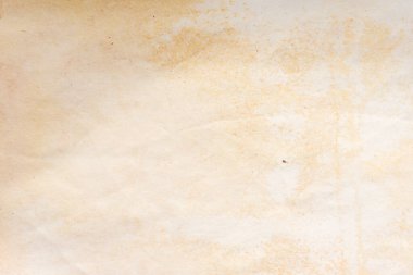 Aged paper sheet. Blank old background with dust and dirty stains. Vintage and antique art concept. Poster mockup. Detailed closeup studio shot. Front view. Toned