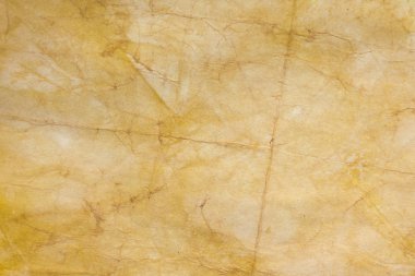 Aged paper sheet. Blank old background with dust and dirty stains. Vintage and antique art concept. Poster mockup. Detailed closeup studio shot. Front view. Toned