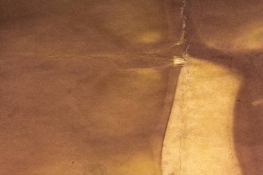 Aged paper sheet. Blank old background with dust and dirty stains. Vintage and antique art concept. Poster mockup. Detailed closeup studio shot. Front view. Toned