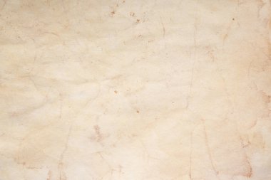 Aged paper sheet. Blank old background with dust and dirty stains. Vintage and antique art concept. Poster mockup. Detailed closeup studio shot. Front view. Toned