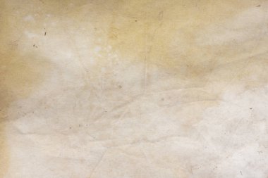 Aged paper sheet. Blank old background with dust and dirty stains. Vintage and antique art concept. Poster mockup. Detailed closeup studio shot. Front view. Toned