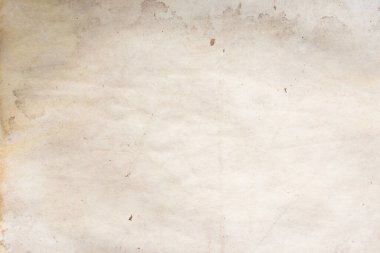 Aged paper sheet. Blank old background with dust and dirty stains. Vintage and antique art concept. Poster mockup. Detailed closeup studio shot. Front view. Toned