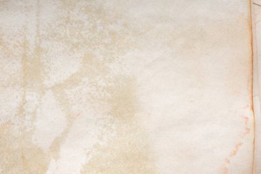 Aged paper sheet. Blank old background with dust and dirty stains. Vintage and antique art concept. Poster mockup. Detailed closeup studio shot. Front view. Toned