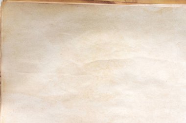 Aged paper sheet. Blank old background with dust and dirty stains. Vintage and antique art concept. Poster mockup. Detailed closeup studio shot. Front view. Toned