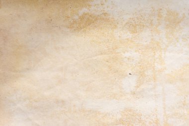 Aged paper sheet. Blank old background with dust and dirty stains. Vintage and antique art concept. Poster mockup. Detailed closeup studio shot. Front view. Toned